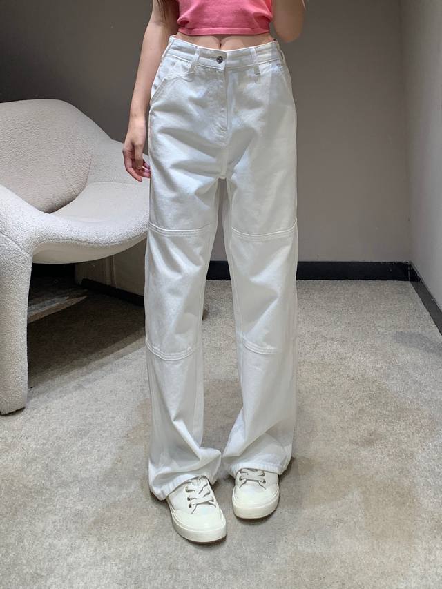 Acne Studi*S 25Ss春夏新款 后袋笑脸Logo白色牛仔长裤丨独家高版出品！进口全棉牛仔材质 工艺处理精细完美 后袋刺绣笑脸Logo设计 高腰版型