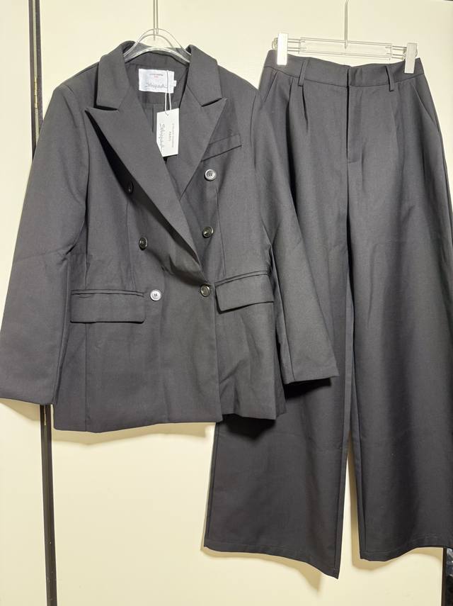 套装2670秋冬新款简约干练气质翻领长袖西服西装外套高腰显瘦长裤 套装两件套。Smlxl