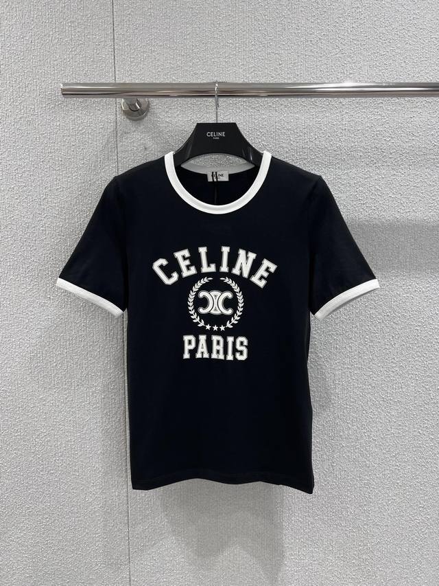 Celin* 25Fw早秋新款 凯旋门印花圆领短袖T恤丨独家Yb开发！高版出品！进口纯棉面料，上身舒适透气，领口螺纹定染饰边双压走线，胸前立体印花，摸起来有柔软