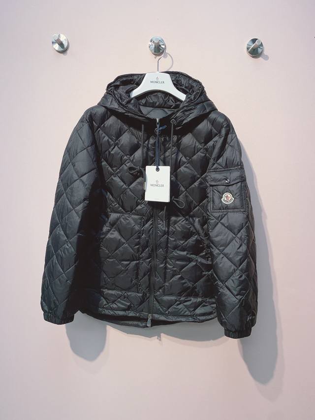 秋冬新款菱格连帽拉链羽绒服 Sml