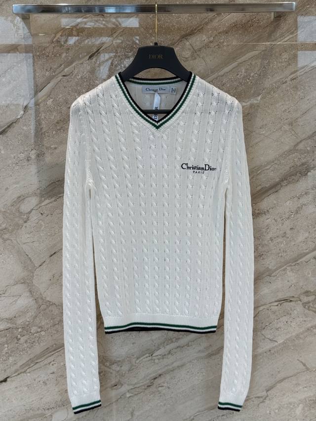 Dio*25早秋新款V领针织毛衣 原版订制桑蚕丝绵混纺纱线 Sml