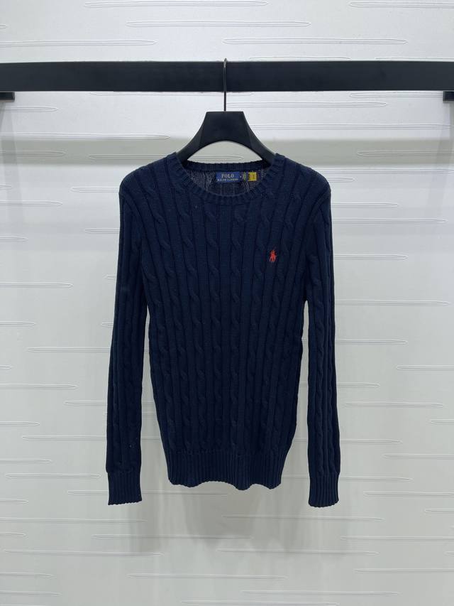 上新原单高端品质 Ralph Lauren pol* 2025早秋最新系列！战马针织圆领长袖！定制进口纱线织造 舒适软糯 穿搭洋气 圆领套头长袖毛衣 通体麻花钩