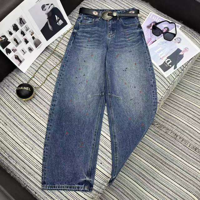 强烈推荐 25年早秋系列 克罗*新款弯刀牛仔裤搭配定制皮腰带 洗水颜色好看 Sml。