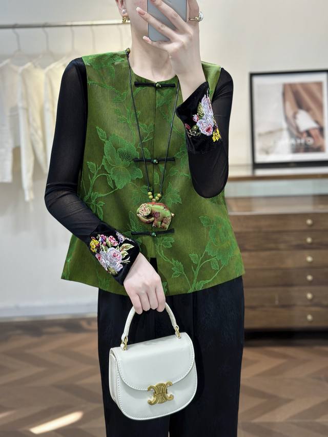 早秋新款，油丝香云纱马甲Smlxl