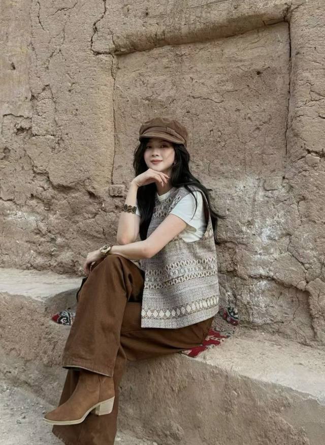 重磅对条羊毛小香马甲 高品质！时尚百搭几何图 秋季新款时尚撞色减龄马甲Sml