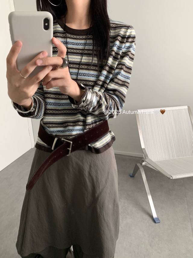 新款33羊毛条纹风套衫