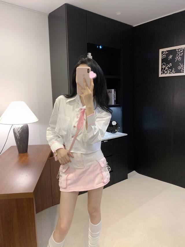 25Ss新款prad*织带字母衬衣～独家上新，织带字母工艺，模特上身均为大货实拍，Sml，粉色，高品质