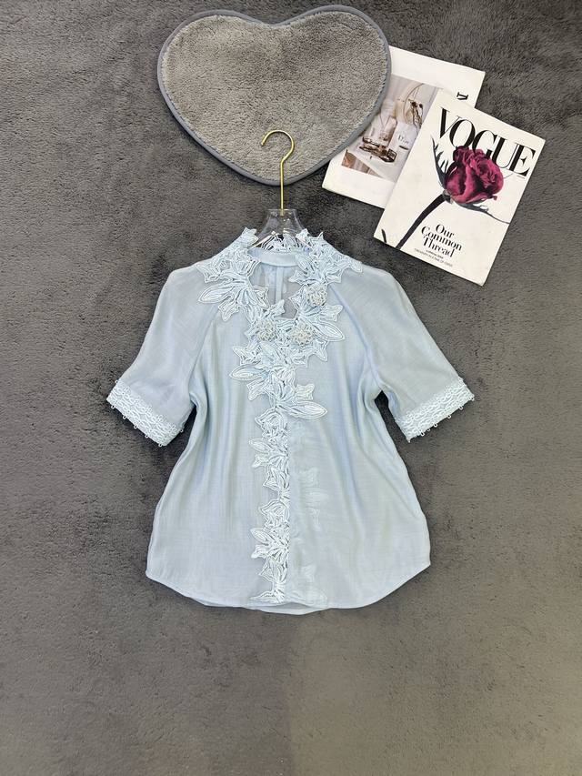 设计感钩花不规则衬衣 Sml
