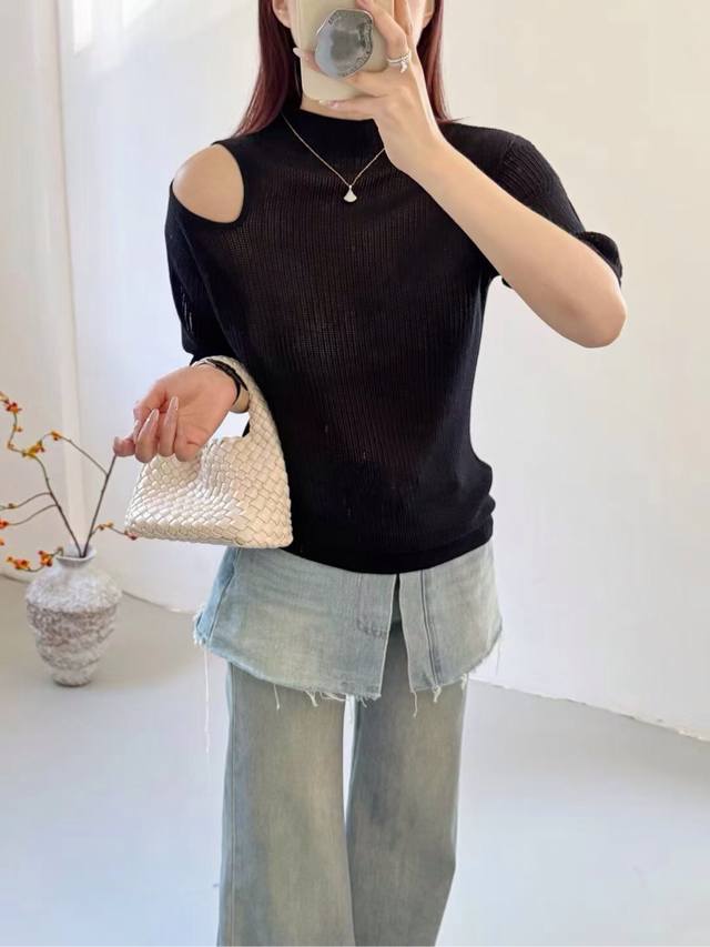 新款细羊毛飞飞领中袖