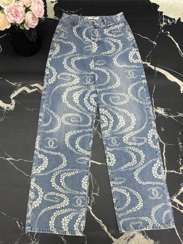 小香家25早秋新款花瓣波浪纹直筒牛仔裤 颜色:1色 码数:S-Xl