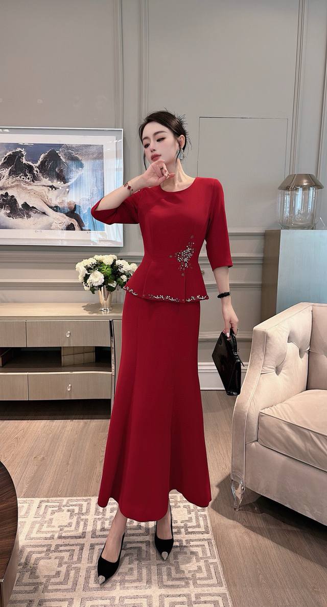 新款连衣裙 品牌：喜妈妈礼服 颜色：红色 粉色 码数：S～Xxxl