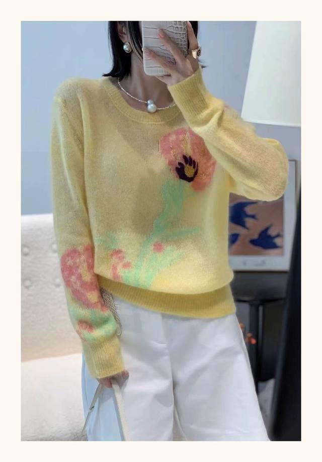 韩版新款长袖圆领套头毛衣短款软糯薄款针织打底衫均码 丝羊绒