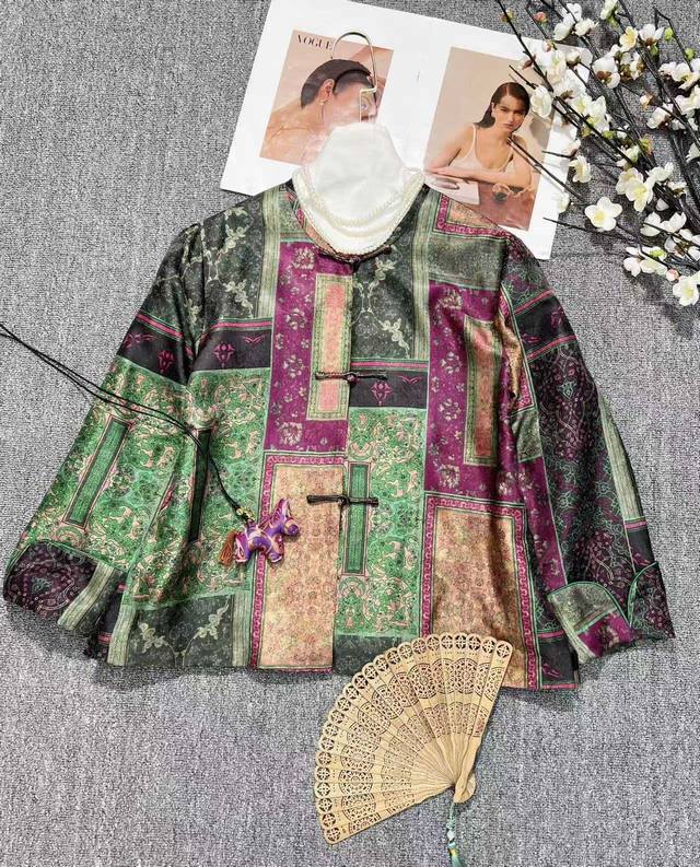 香云纱印花外套，S-Xl