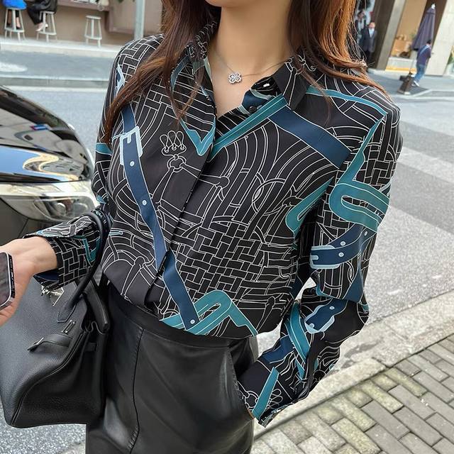 H家补单款出货定位斜纹绸真丝衬衣高奢单品 品质做工 现货发 图片色2色4码 36 38 40 42