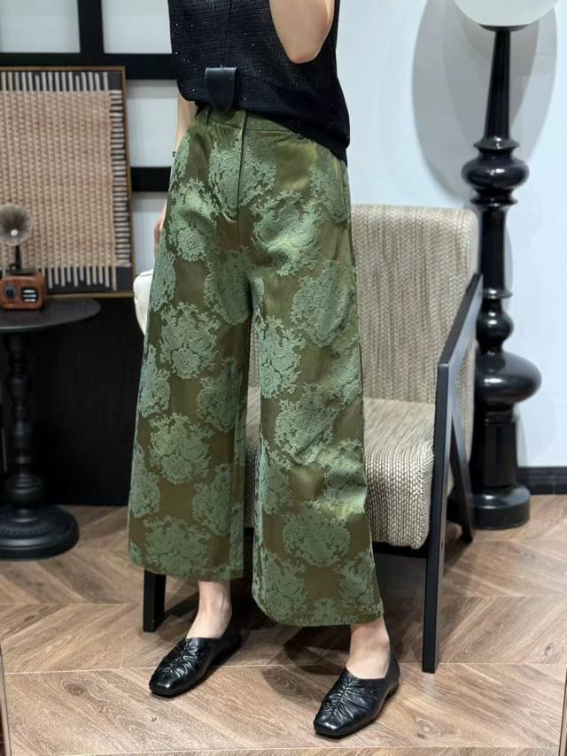 热卖爆款！2025早秋新款人丝提花休闲百搭宽松休闲裤，百搭，休闲，热卖色苔藓绿，Smlxl