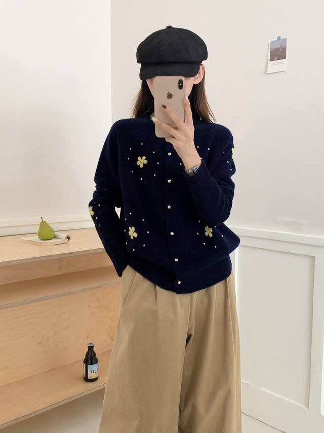 上新全毛重工订花开衫