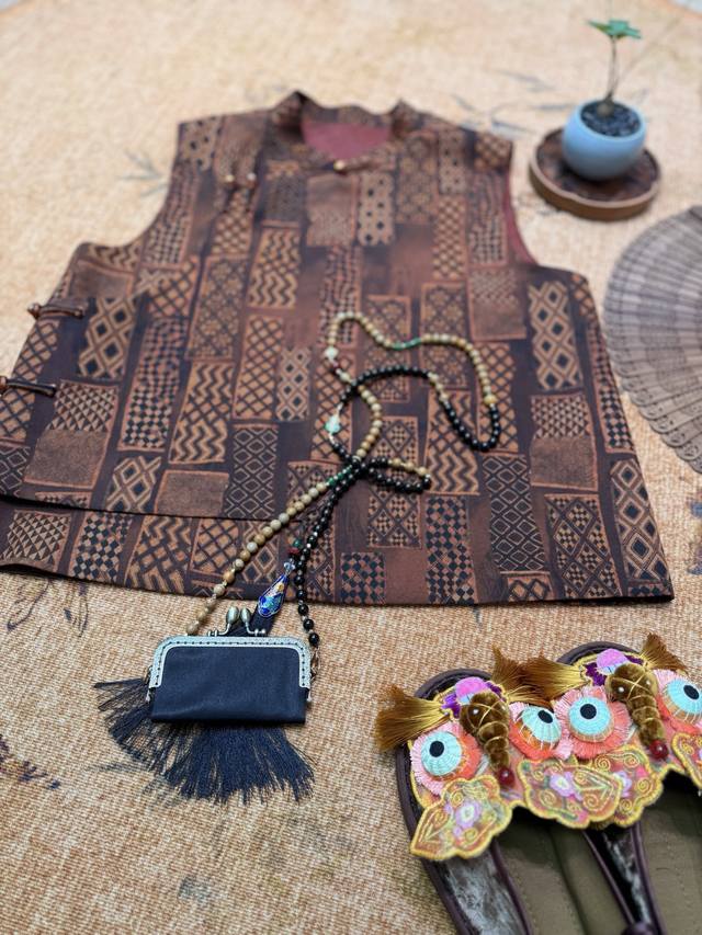 秋冬新款娟纺香云纱马甲