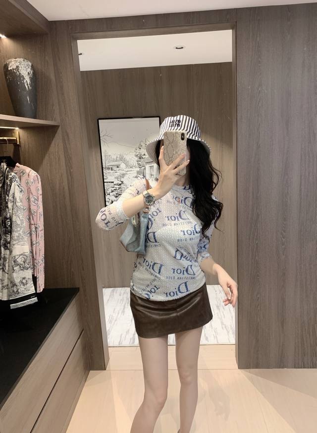 25早春新款Dio 网纱T恤～独家现货定制网纱字母面料，小性感设计，模特上身均为大货实拍，图片色，Sml，跑量价