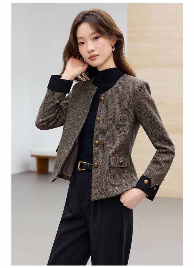 短款毛呢外套女2025新款秋冬高级感小个子气质洋气减龄小香风上衣 ，两色S-4Xl