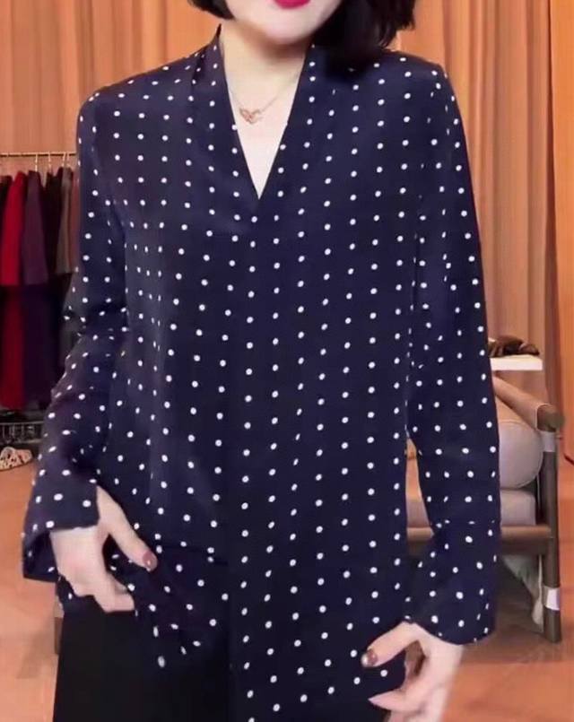 早秋新款真丝衬衫、03真丝双绉 袖口双层对丝工艺，藏青色S Xxl