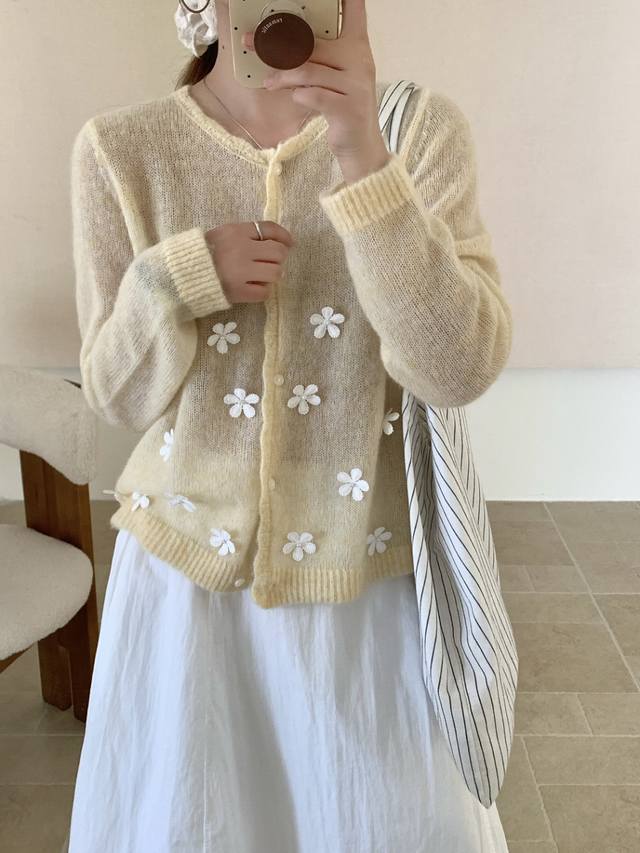 小花开衫 羊驼绒