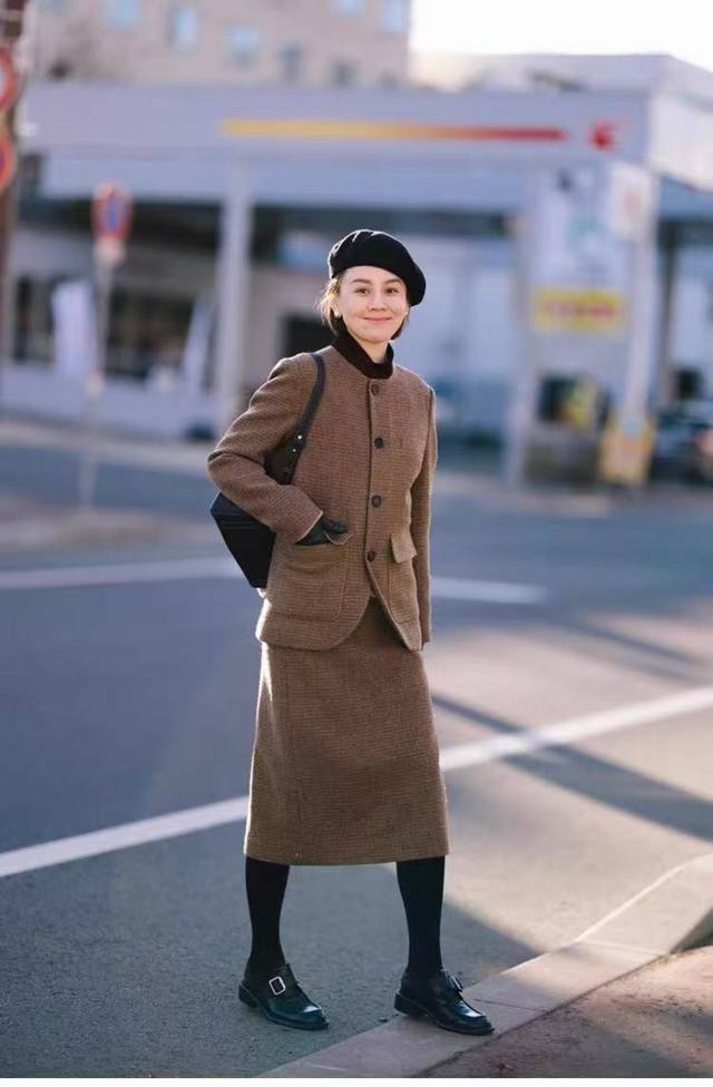 致敬Lp 同款套装 羊毛尼立领夹克外套半裙Smlxl