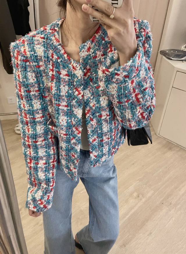 安娜郑恩彩明星同款小香风外套 大牌专柜1:1定制羊毛香风外套！精选色织面料！百搭气质上班，约会，日常都很合适！超美！Smlxl