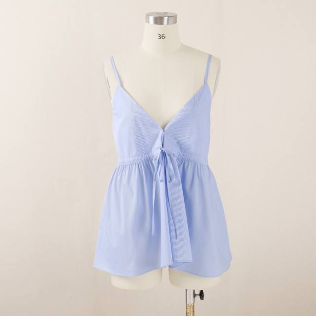 25Ss春夏Lacerta哈尼克孜同款吊带小上衣白色百分百亚麻Sml 蓝色百分百纯棉Sml ：白、蓝