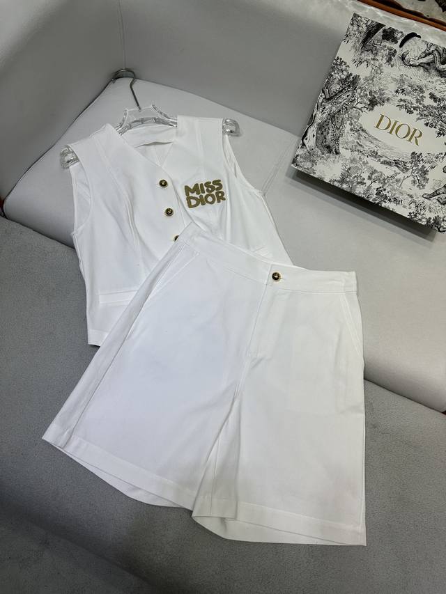dio* 25Ss新款马甲外套短裤套装 字母绣花装饰 两色三码 Sml