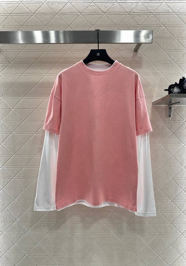 Jil Sande* 2025新品上架 假两件撞色印花长袖 定制Yb斜纹全棉材质 透气舒适 质感十足 假两件T恤长袖叠穿裁剪 凸显品牌格调 采用克重纯棉制成 略