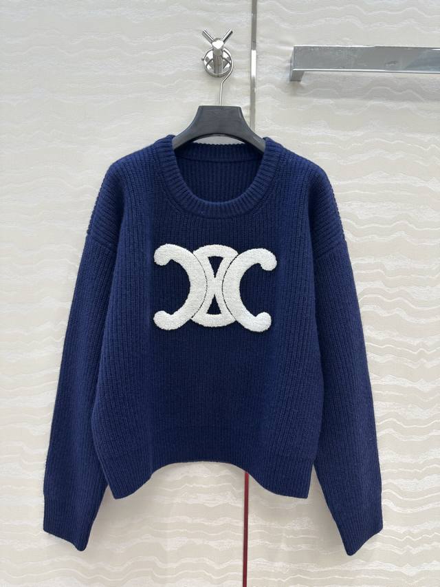 独家首发！原单品质Ce凯旋门Logo羊毛衫！认准我家品质，立体毛巾刺绣凯旋门重磅克重 100%进口羊毛纱线质感无敌赞，懂货的来！经典版型慵懒风复古气质，减龄少女