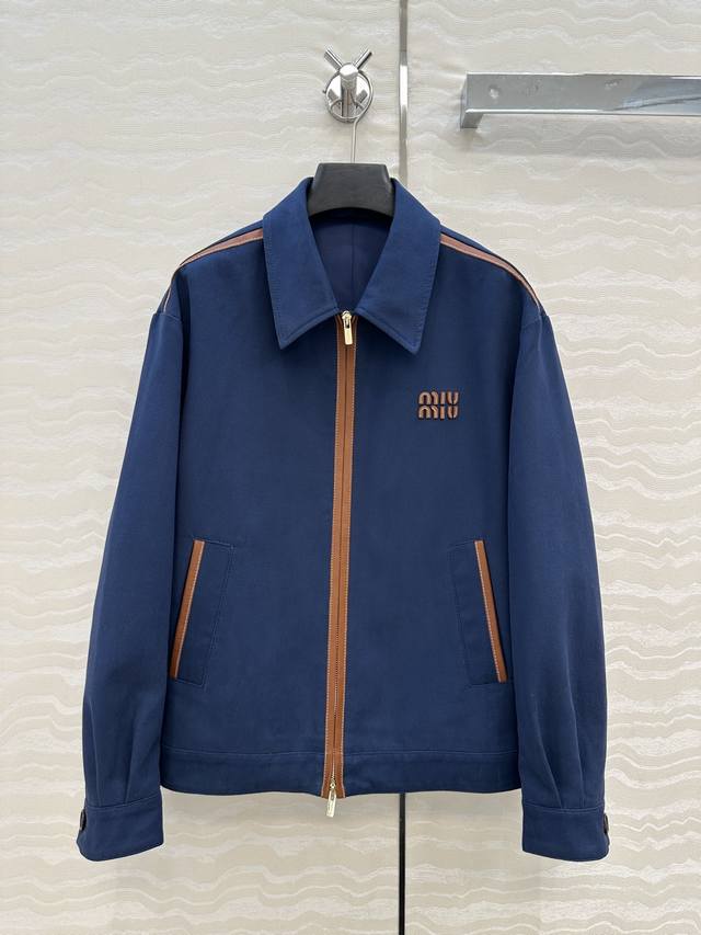 独家首发 高端品质控必入！Miu系少女可露丽风知识分子翻领夹克外套！双开拉链设计，超级叠搭神器！撞色拼皮包边工艺，经典Overzise版型上身巨显瘦！进口珠帆布