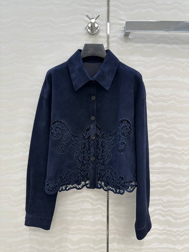 独家首发 品质控必入！Es蕾丝之王，重工艺定位瑞士机刺绣麂皮绒面羊皮衬衫外套 内面全闭绒工艺小羊皮！轻盈细腻皮质超赞！认准我家品质版型！进口100%麂皮小羊皮！