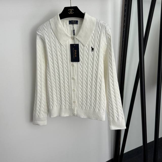 款号20255862 polo Ralph Lauren 拉夫.劳伦新款 马球刺绣翻领长袖麻花针织开衫，白色，蓝色，红色，绿色，36 38 40， 38码：肩宽