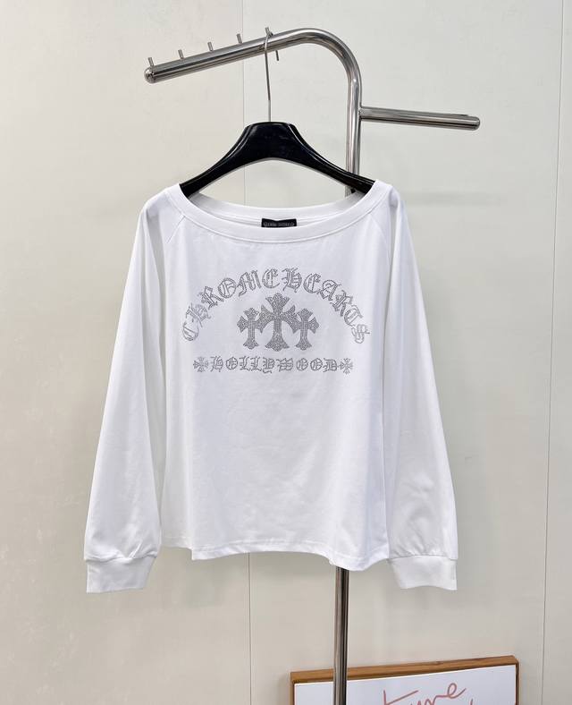 Chrome Hearts克罗心新款 十字花烫钻长袖卫衣T恤长袖衫 独家高版出品！这款长袖T恤真的太绝啦！领口设计很有小心机，能巧妙露出锁骨，超显气质！可以一字