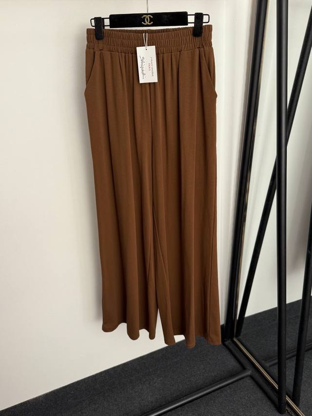 款号20255812 Schiaparelli*新款 垂坠感松紧腰休闲阔腿长裤，咖色，黑色，S-Xl， M码：腰围66弹力，长105；重量：0.390Kg