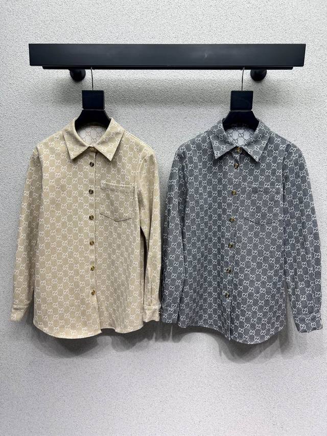 G家经典提花衬衣 非常高级的进口高密度质地 满身提花面料 仔细看细节 上身非常飒 干净有品 提气质~~完全按照高定成衣水准 无法不爱 气质Mm必入单品 高品质