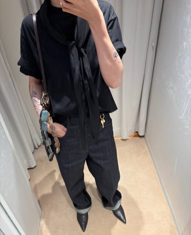No Name上新 Carven 25早春飘带丝巾短袖T 高级优雅精致气质款。码数Sml
