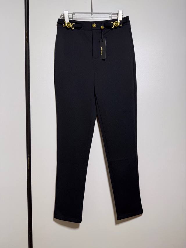 Versace 范思哲 新款定制五金饰金属头像金扣饰高腰修身显瘦长裤。Smlxl