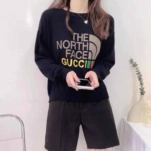 卫衣更新 毛圈 款号：165 .Gucci X The North Face联名合作款大Logo圆领卫衣 古驰联名北面合作款圆领卫衣 - The North F