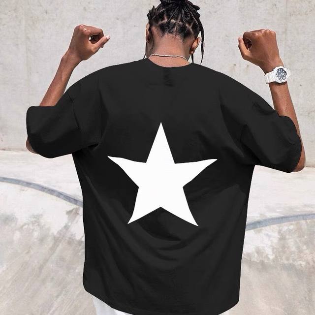 短袖上新款号：X808 爆款Fog Fear Of God Essentials 复线 背后五角星印花纯棉短袖 ！后背印花采用康利印花，融与织物中，随意机洗 绝