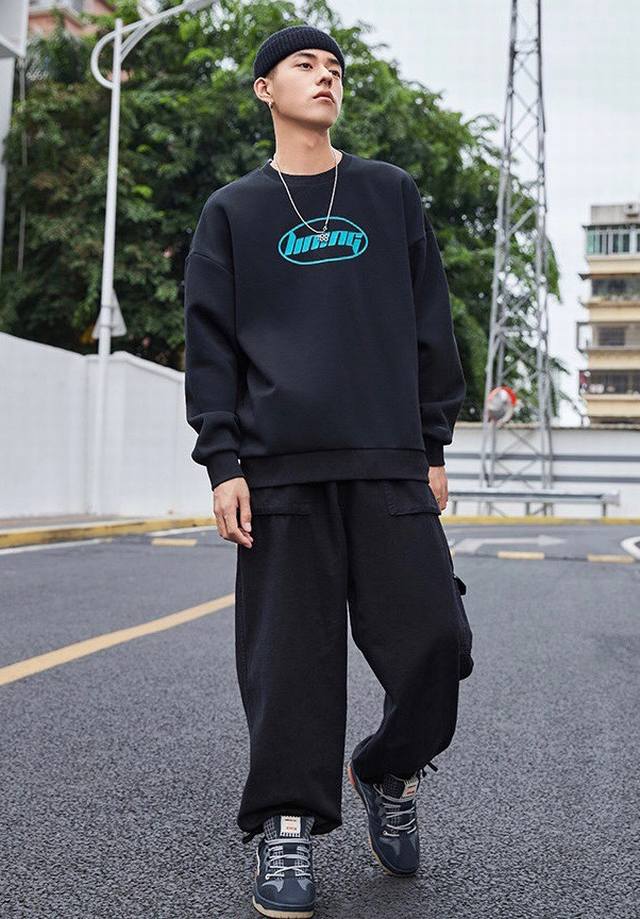 卫衣更新 加绒48 毛圈 款号：174李宁双色圈圈圆领毛圈卫衣 小红书 微博网红博主强推款！各大网红上身，超级百搭款，上身超级好看，版型非常正完美 情侣款上身超