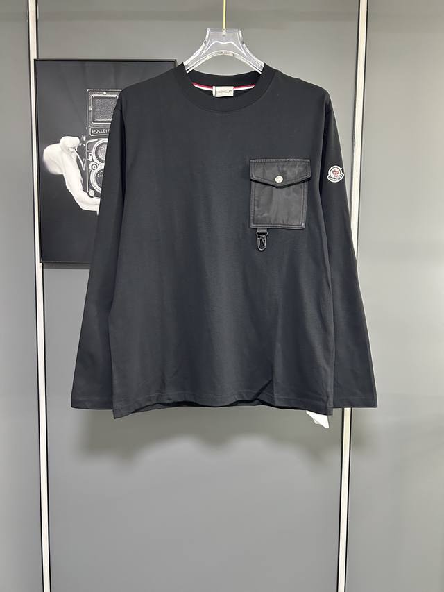 蒙口 2025新款 重工刺绣字母Logo 男女同款 长袖T恤 定制280克重纯棉面料 定染32支双股螺纹 领标吊牌主唛三标齐全 颜色：白色 尺码：Xs S M