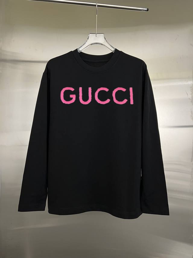 款式：Gucci 古驰 长T恤 面料：300克重双纱 %纯棉 罗纹：320克重索罗娜 工艺：印花 颜色：白色 黑色 尺码：S M L Xl Xxl 无性别区分