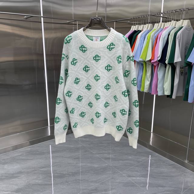 Casablanca卡萨布兰卡毛衣 原版开发 上身舒适 进口设备 原版高密度进口机提花工艺 国内一线品牌代工厂P代工 做工无可挑剔 码数：S M L Xl