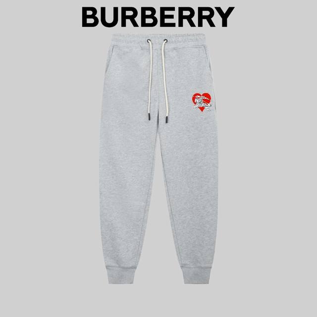 顶级版本，区别通货 Burberry 巴宝莉Ss 秋冬季秀款 修身线条简约字母Logo运动裤 380G克重 兼容所有身材 腰部松紧带黑白抽绳设计 定制抽绳口袋两