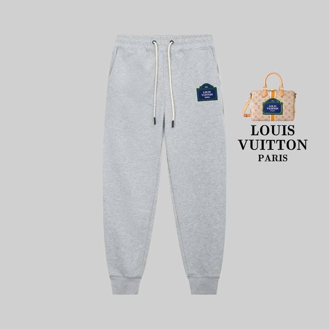 顶级版本，区别通货 Lv 路易威登Ss 秀款 修身线条官网方块字母徽标简约Logo运动裤 380G克重 兼容所有身材 腰部松紧带黑白抽绳设计 定制抽绳口袋两侧都