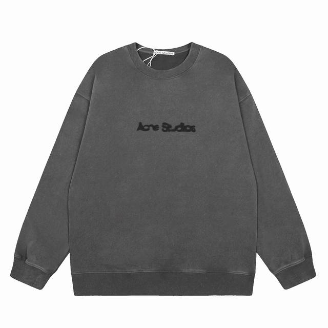 Acne Studios美式复古褪色水洗做旧幻影Logo男女款式圆领卫衣 款号：Ac918 P价： 码数：S M L Xl 颜色：洗水灰