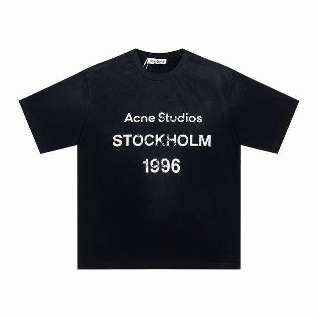 款号：M044 23Ss Acne Studios 1996经典破坏纪念短袖T恤系列 面料采用2原版40%麻60%棉面料轻微褪色做旧 ，全边磨破 谁穿谁好看系列