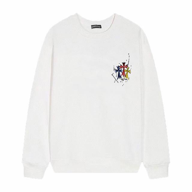 款号D42 Chrome Hearts 克罗心印花圆领毛圈卫衣 面料升级 市场独家款 380克高克重百分百纯棉 提前做过预缩水1×1双纱 男女同款 马蹄印十字架